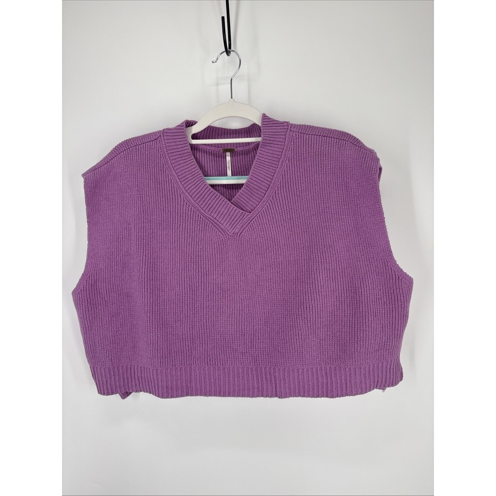 Free People Knit Cropped Vest Womens Small Purple Boxy